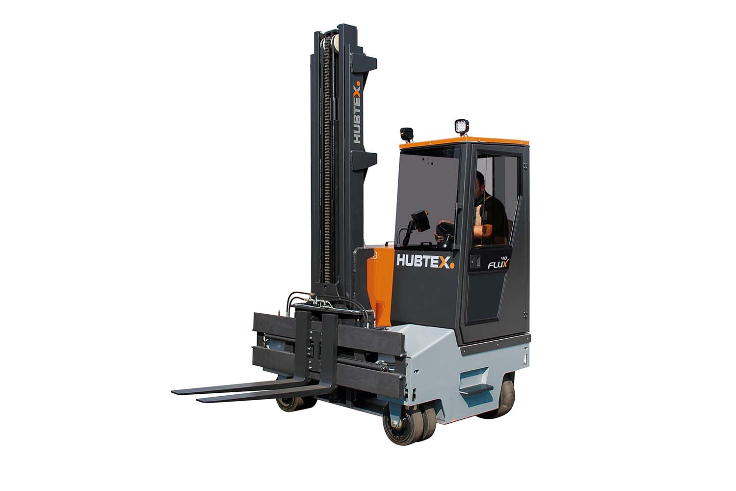 Akumulatorowy wielokierunkowy wózek widłowy z przeciwwagą FluX marki HUBTEX