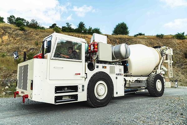 Full view of the HUBTEX Underground Backfill Transport Vehicle VTF manufactured for BGE