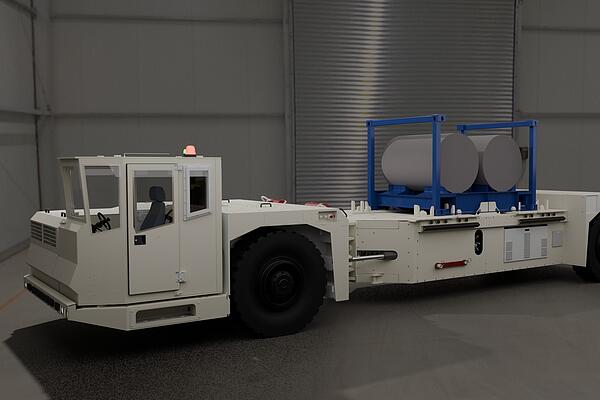 Transportwagen TW für die BGE beladen mit radioaktiven Abfällen