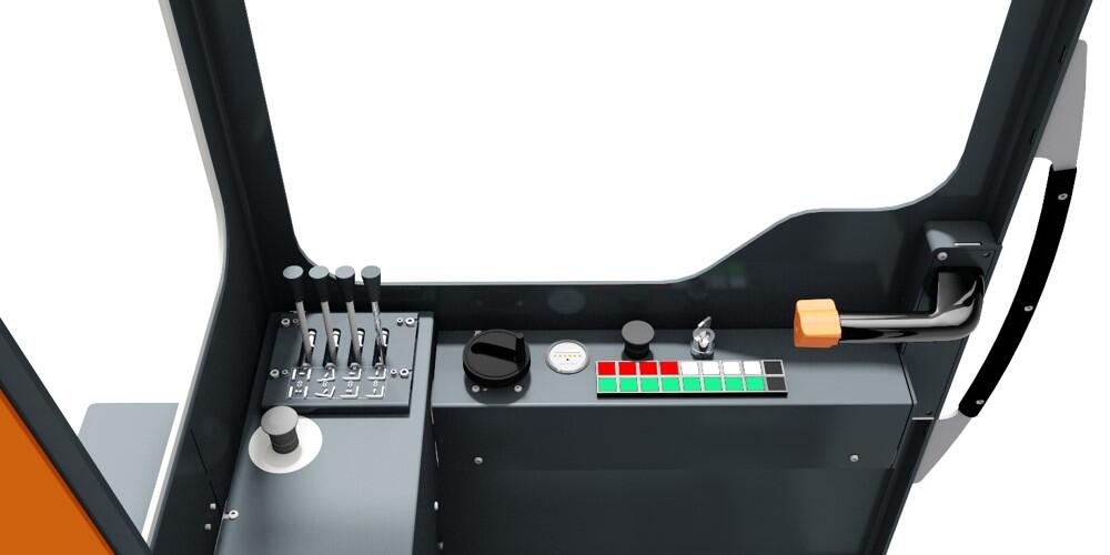Interior view of the controls of the HUBTEX EASY industrial truck