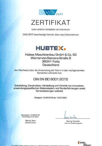 Certificação ISO 9001_2015 da HUBTEX
