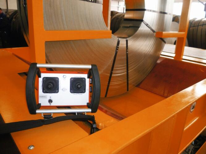 La télécommande radio du chariot sur rail.