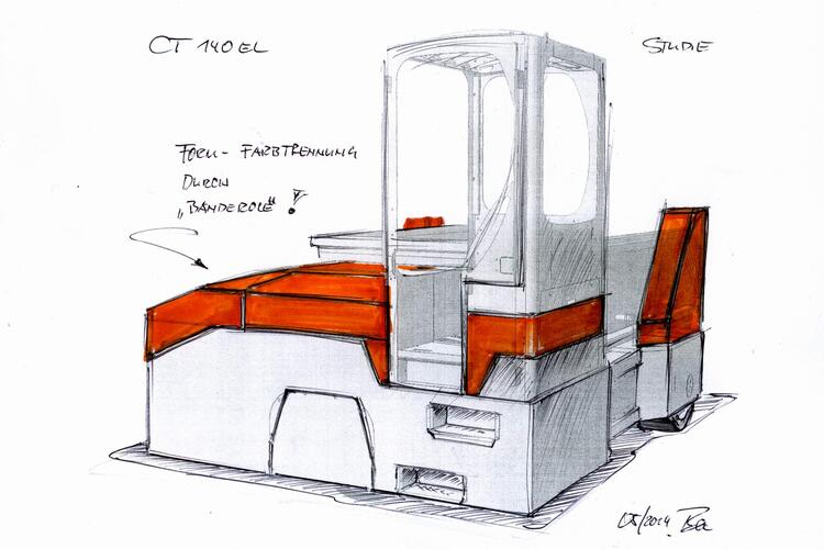 A sketch of the container transporter.