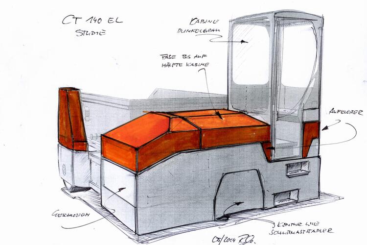 A design sketch of the container transporter.