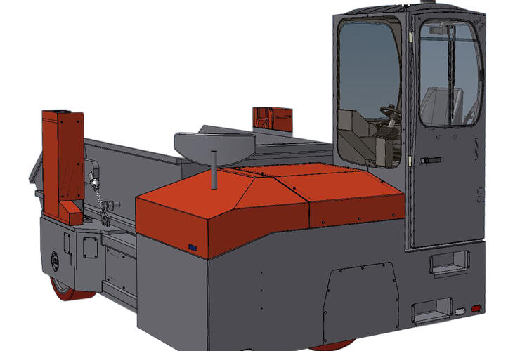 A rendering of the HUBTEX container transporter.