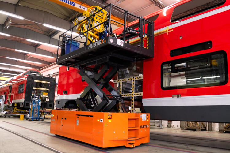 HUBTEX EPL-werkplatform in gebruik bij Siemens Mobility