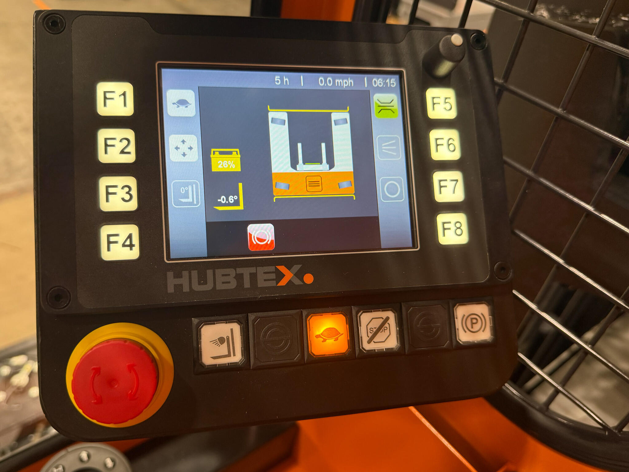 HUBTEX Clear Aisle Assist shows protruding loads on HIT display