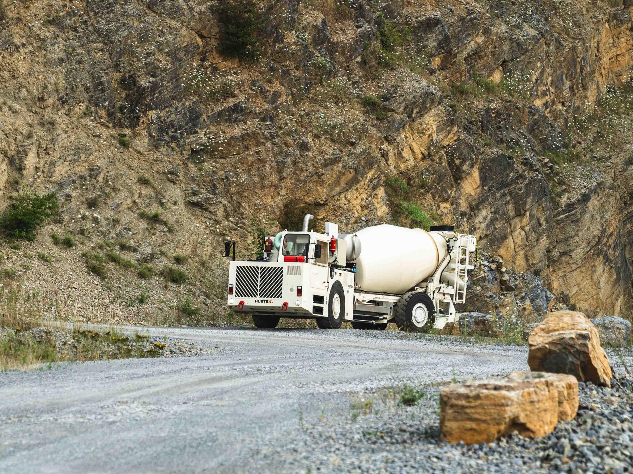 The HUBTEX Underground Backfill Transport Vehicle VTF in a stone quarry