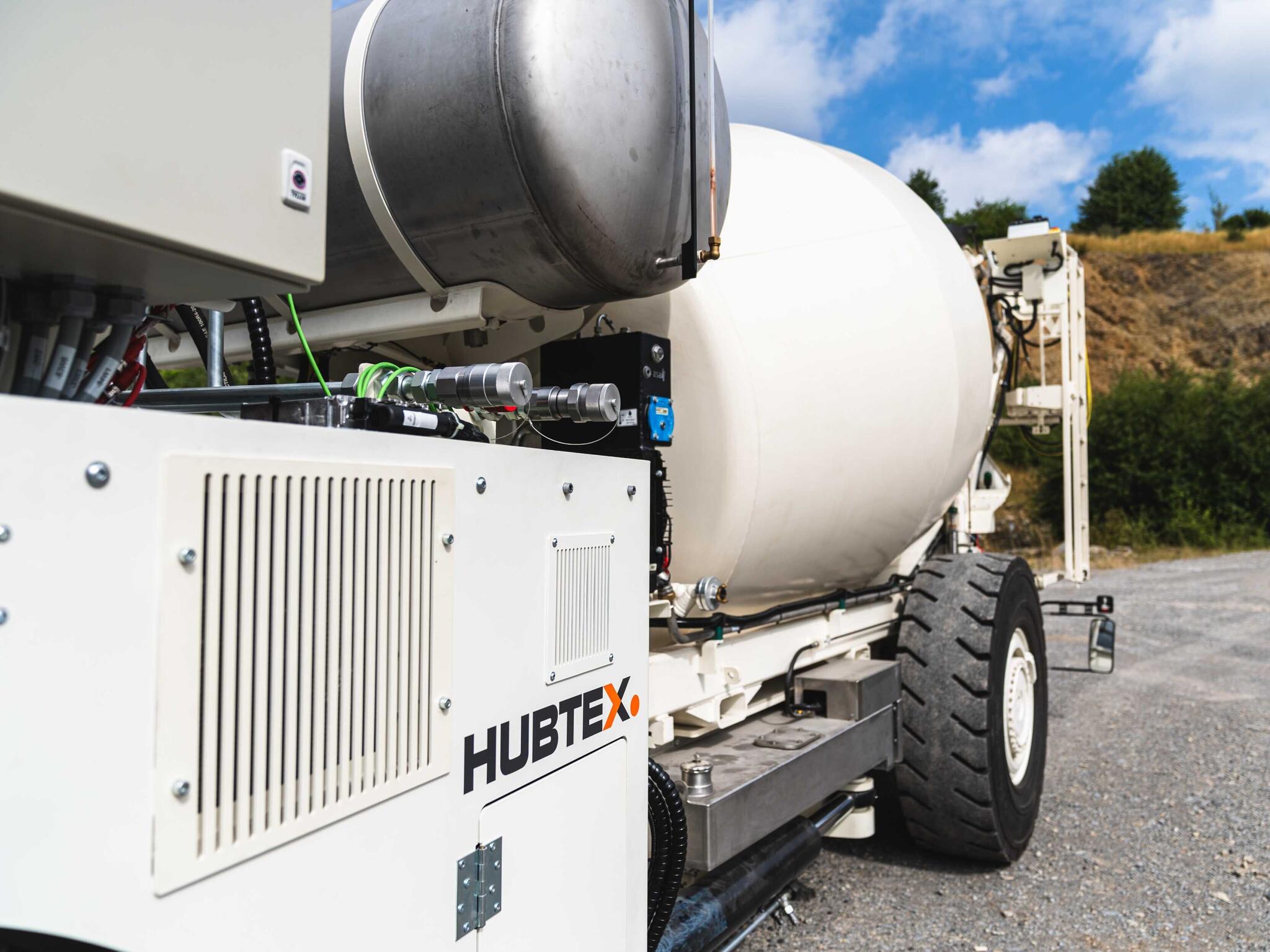 The mixing drum of the HUBTEX Underground Backfill Transport Vehicle VTF developed for BGE