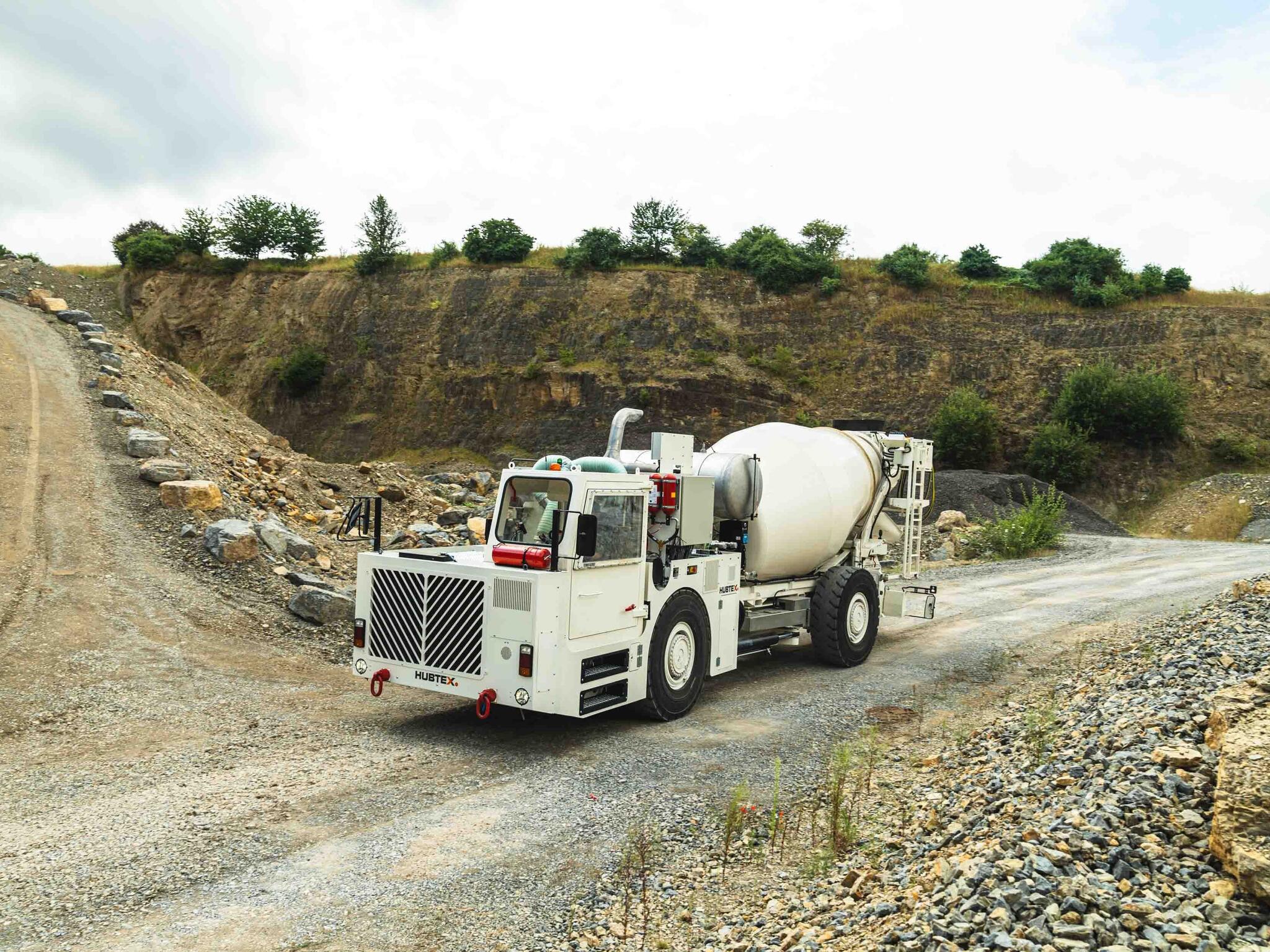 The HUBTEX Underground Backfill Transport Vehicle VTF in operation in a stone quarry