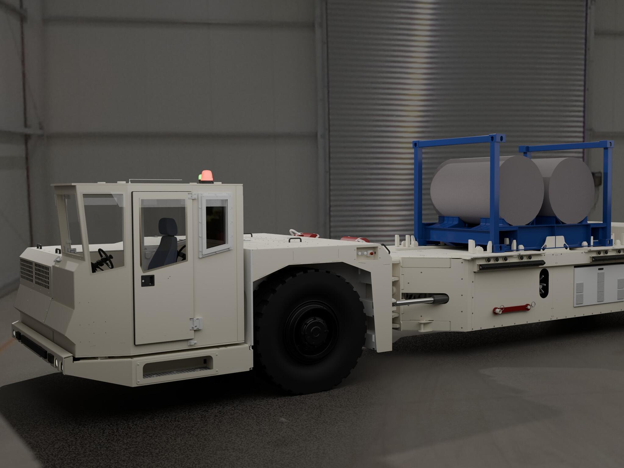 Transportwagen TW für die BGE beladen mit radioaktiven Abfällen