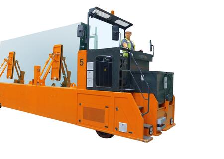 The HUBTEX glass frame transporter 330 handling large glass packs