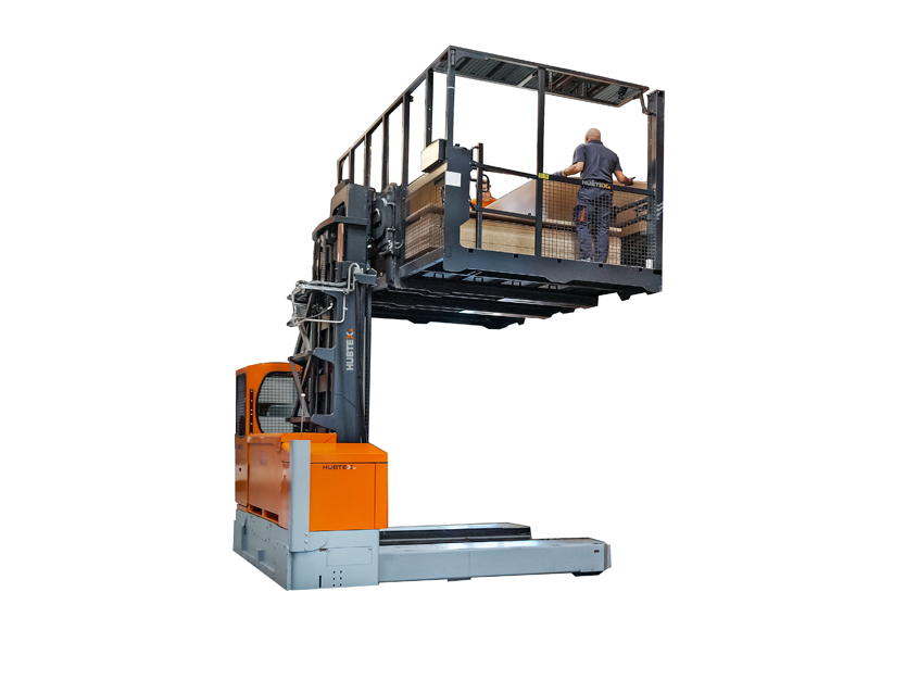 Elektro-Mehrwege-Seitenstapler mit aufnehmbarer Kommissionierplattform von HUBTEX