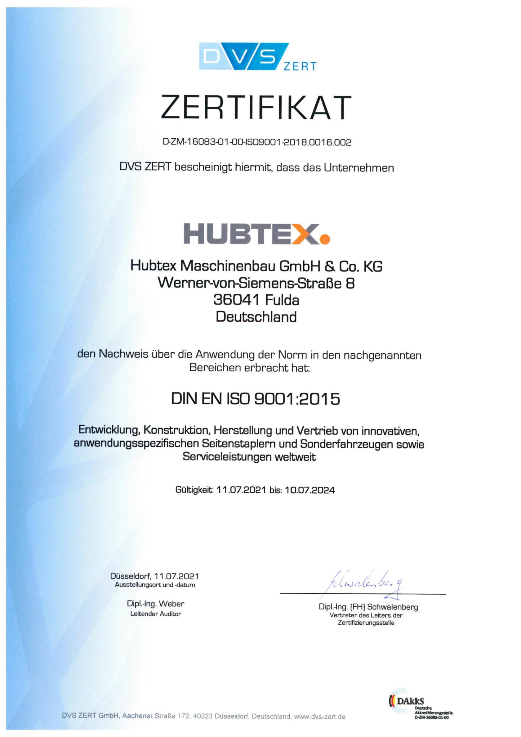 Zertifikat iso9001